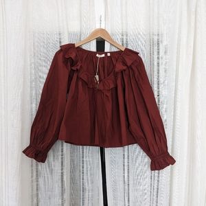 NWT Doen Jules Top in XS Mahogany
